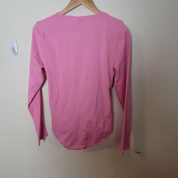 J.Crew Women's Deep Blossom Pink Ruffle-Front Wrap Bodysuit One-Piece Large - Picture 5 of 5